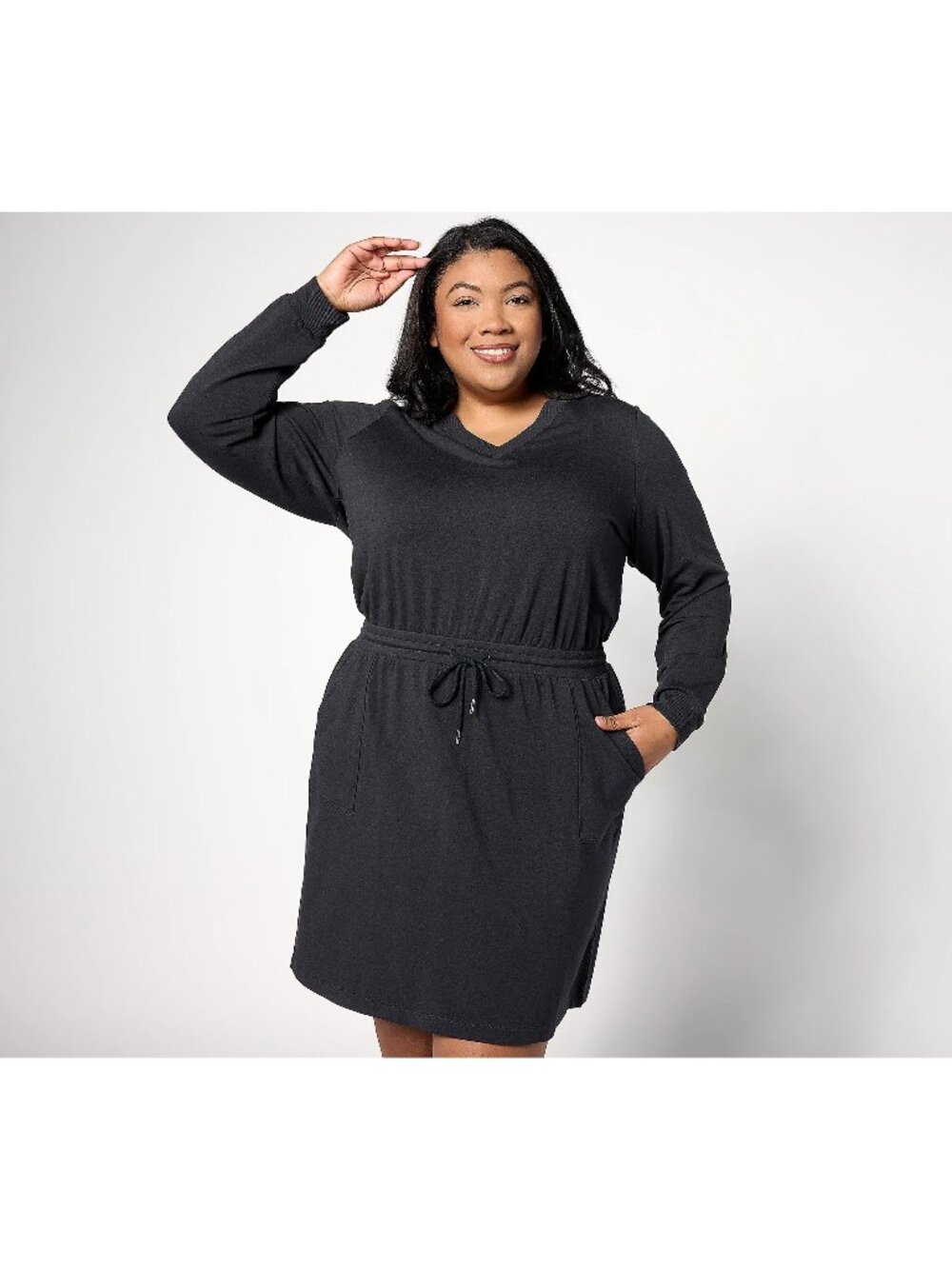 Zuda Z Knit Dress Large Regular French Terry Blue Long Sleeve Graphite Gray Cozy